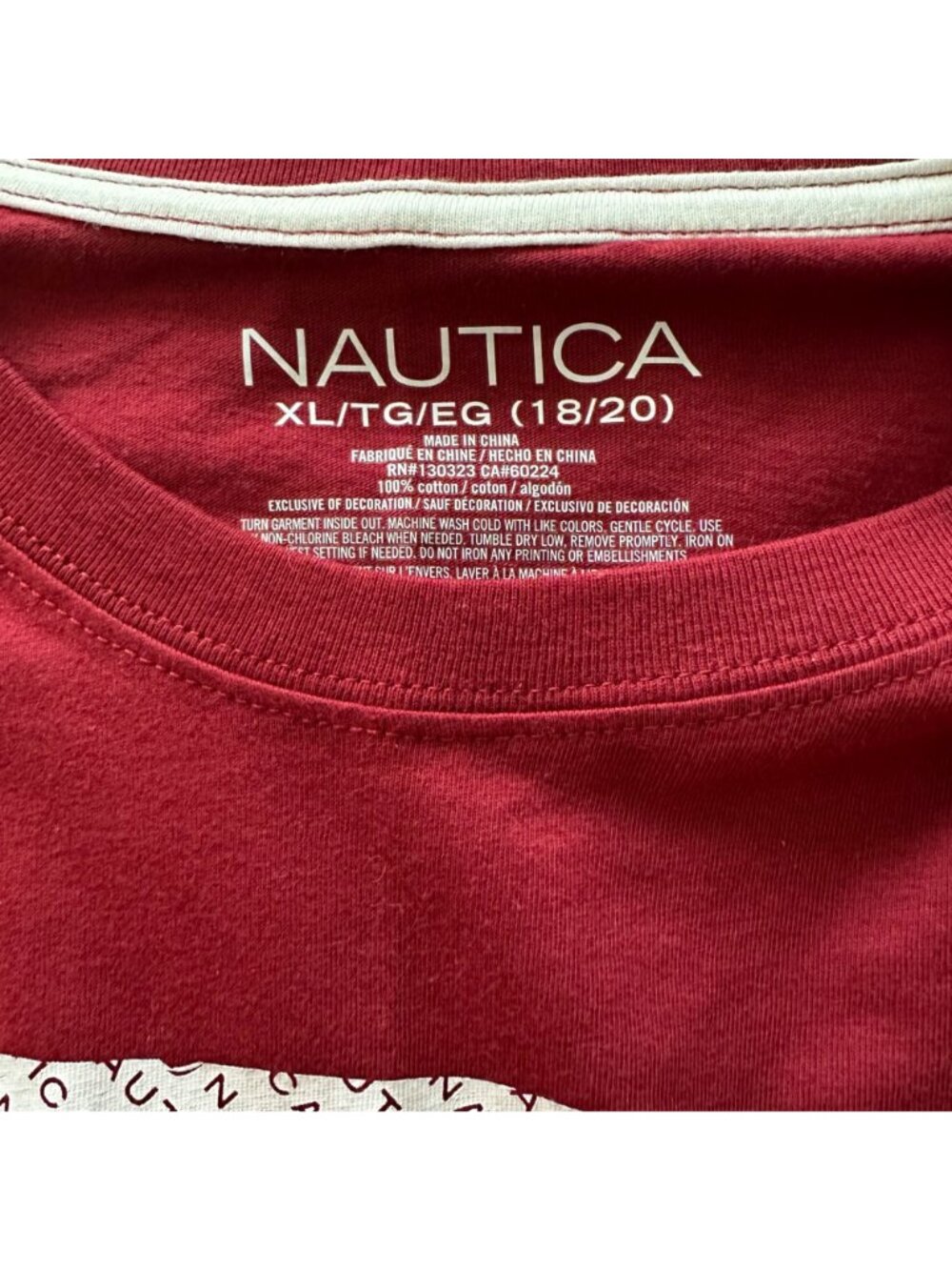 Nautica Long Sleeve Crew Neck T-Shirt Kids XL Pomegranate Red 100% Cotton NWT - Picture 4 of 12